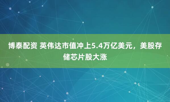 博泰配资 英伟达市值冲上5.4万亿美元，美股存储芯片股大涨